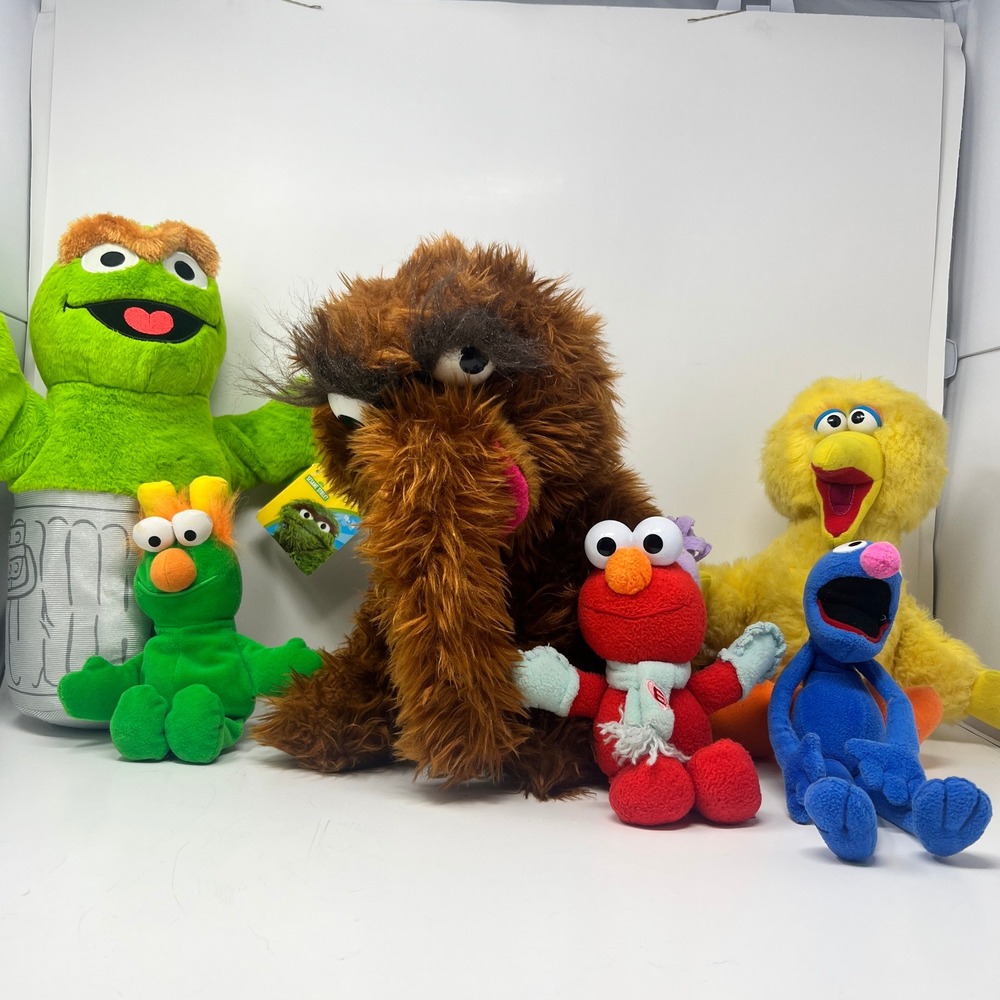 Sesame Street Plush Snuffleupagus Snuffy Big bird Oscar Elmo Honker‎ Grover lot